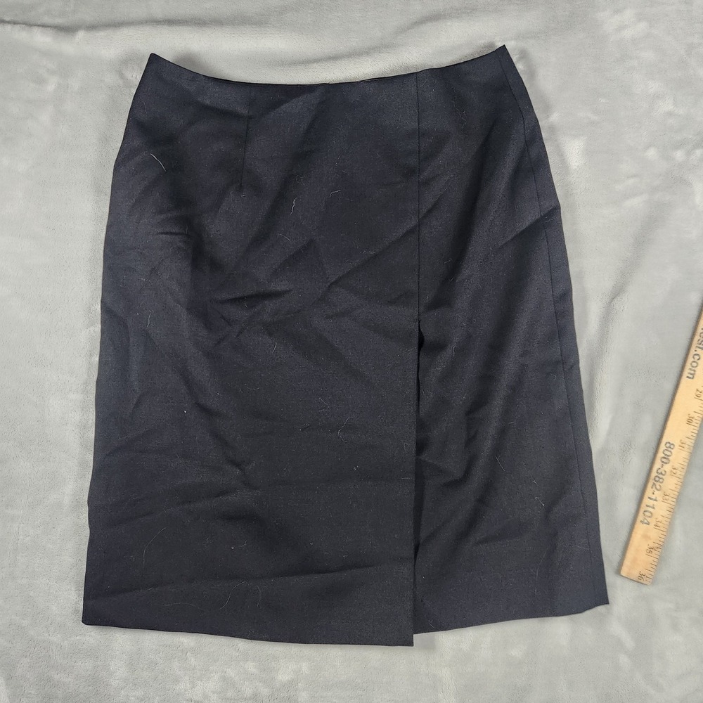 Brooks Brothers Black Wool Pencil Skirt Knee Length Zip‎ Solid Size 4 Career